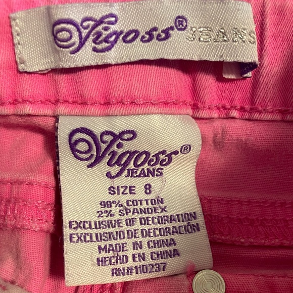 GIRLS Size 8 Vigoss Bright Pink Jean Shorts D2 - Picture 2 of 4
